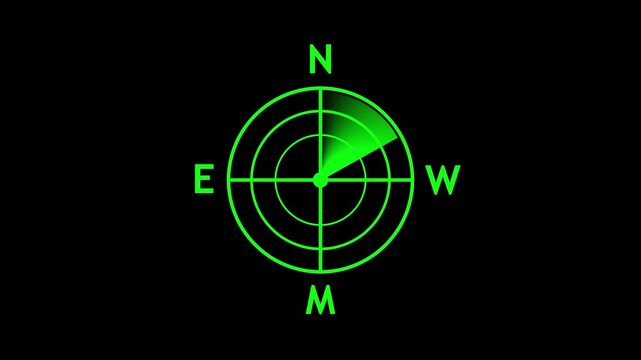 Directional compass icon illustration.4k video animation