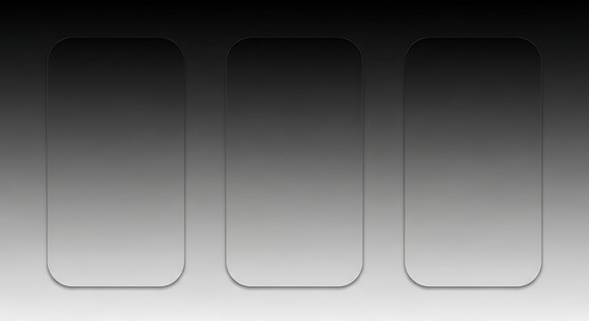 Sleek dark gray user interface background featuring three empty rounded rectangle placeholders for app icons or widgets