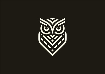 Naklejka premium A sleek owl logo drawn in continuous line style, showcasing wisdom and focus through stylized eyes and wings, perfect for modern, minimalist vector illustration concepts