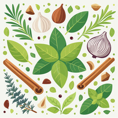 A vibrant assortment of fresh herbs and spices, capturing the essence of culinary delight and natural aromas