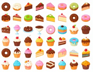 Delicious Variety of Sweet Treats Cakes, Donuts, and Cupcakes