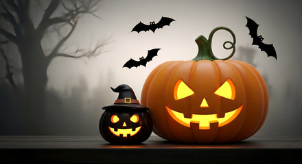 halloween pumpkin with bats