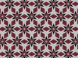 Fototapeta premium Geometric pattern with stars and diamonds in burgundy tones.