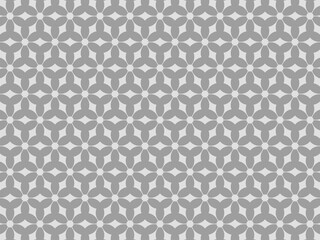 Monochrome gray pattern featuring floral and geometric elements.