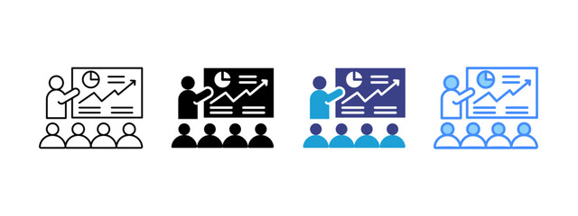 Training  icon set multiple style collection