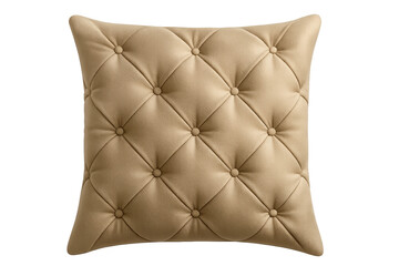 Obraz premium Tufted beige leather pillow cushion on transparent background