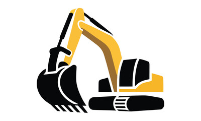Yellow excavator machine icon