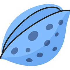 Simple Light Blue Cartoon Seashell With Dark Blue Dots Transparent Background Simple Vector Art Illustration