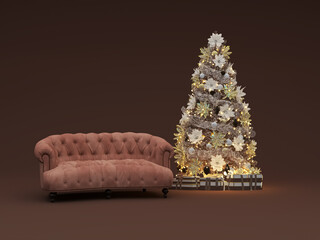 Elegant Holiday Christmas Tree Scene &ndash; Premium New Year Home Decor Render