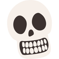 Simple Cartoon Skull With Wide Grin And Dark Hollow Eyes On A Transparent Background For Halloween Designs