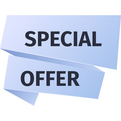 Special Offer Banner With Blue Gradient Ribbon And Dark Text On Transparent Background