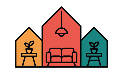 Cozy home interior design icon