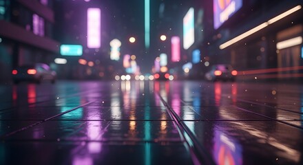 Chromatic Silence: Neon Calm Bokeh Composition Background