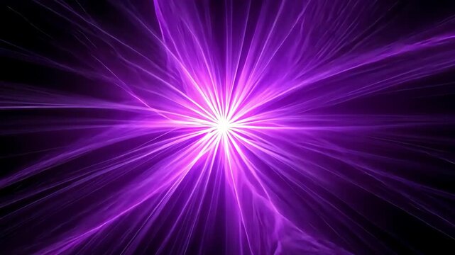 Abstract purple light streaks emanating from a central point on black.