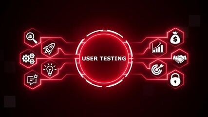User Testing concept. virtual network connecting service with graphical icons in various, diverse, and industry.