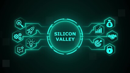 Silicon Valley concept. virtual network connecting service with graphical icons in various, diverse, and industry. - Powered by Adobe