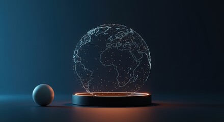 Global Hologram Digital Earth Visualization with Glowing Base
