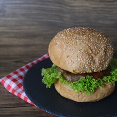 hamburger on a plate