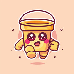 smiling bucket character mascot running isolated cartoon in flat style design 