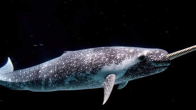 Majestic Narwhal "Unicorn of the Sea" Swimming