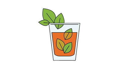 A refreshing glass of iced tea with fresh mint leaves.