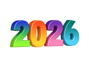 Colorful 2026 New Year Illustration on White Background.