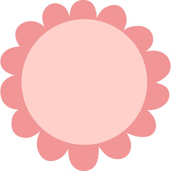 Simple Round Pink Flower Shape With Petals and Lighter Center Against Transparent Background