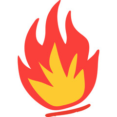 Simple Stylized Icon of a Fire Flame With Yellow and Orange Hues On A Transparent Background Perfect For Digital Design Elements