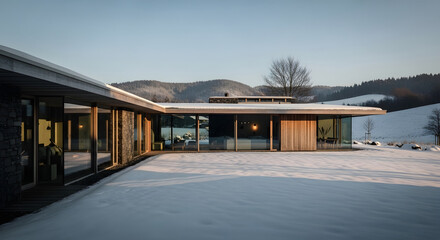 Fototapeta premium Winter Architecture Modern Design in a Snowy Landscape