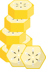 Stack of Hexagonal Yellow Fruit Slices - Vector Illustration © orchidart