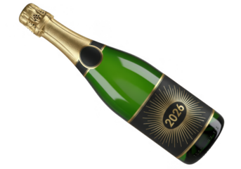 Celebratory champagne bottle with a 2026 label for new year