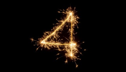 fire work show text 4 on black background