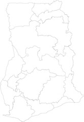 GHANA MAP with its administrative divisions and regions