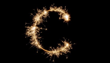 fire work show text C on black background	
