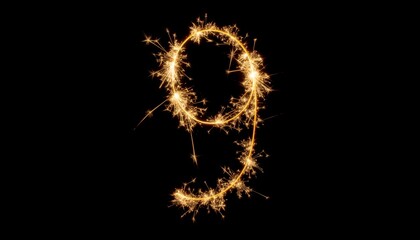 fire work show text 9 on black background	