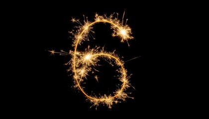 fire work show text 6 on black background	