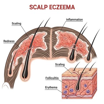 Scalp Eczema Diagram - Understanding Symptoms and Skin Layers.