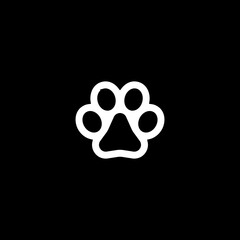 paw print icon on white background. flat vector animal footprint symbol for pets
