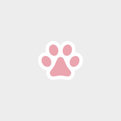 paw print icon on white background. flat vector animal footprint symbol for pets