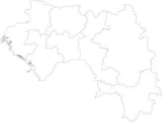 GUINEA MAP with its administrative divisions and regions