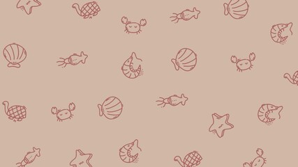 Cute Sea Creatures Seamless Pattern in Minimal Pastel Style - Powered by Adobe