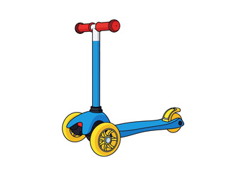 Colorful Three-Wheeled Scooter with Red Handles for Kids.