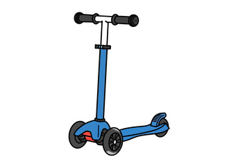Blue Three-Wheeled Scooter with Black Handle Grips for Children.