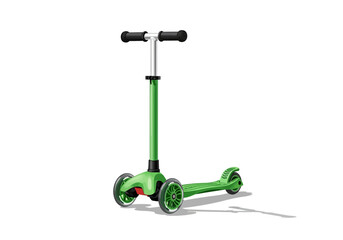 Green Three-Wheeled Kick Scooter with Black Handle Grips.