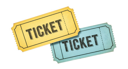 Two tickets for an event isolated on transparent background for admission