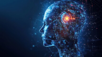 Exploring the future of technology cybernetic human interface digital realm concept art futuristic environment side view