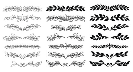 Fototapeta premium Vector laurel wreath divider floral design elements clip art set