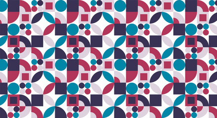 Black Maroon Blue Monochromatic Bauhaus Geometric Shapes Seamless Gift Wrapping Pattern