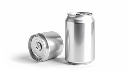 Silver Aluminum Cans Simple Product Mockup on White Background