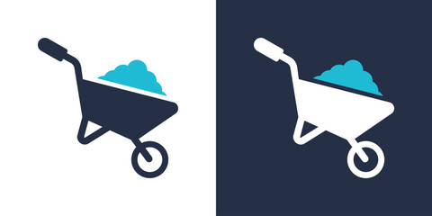 Wheelbarrow Icon Set Multiple Style Vector Illustration 